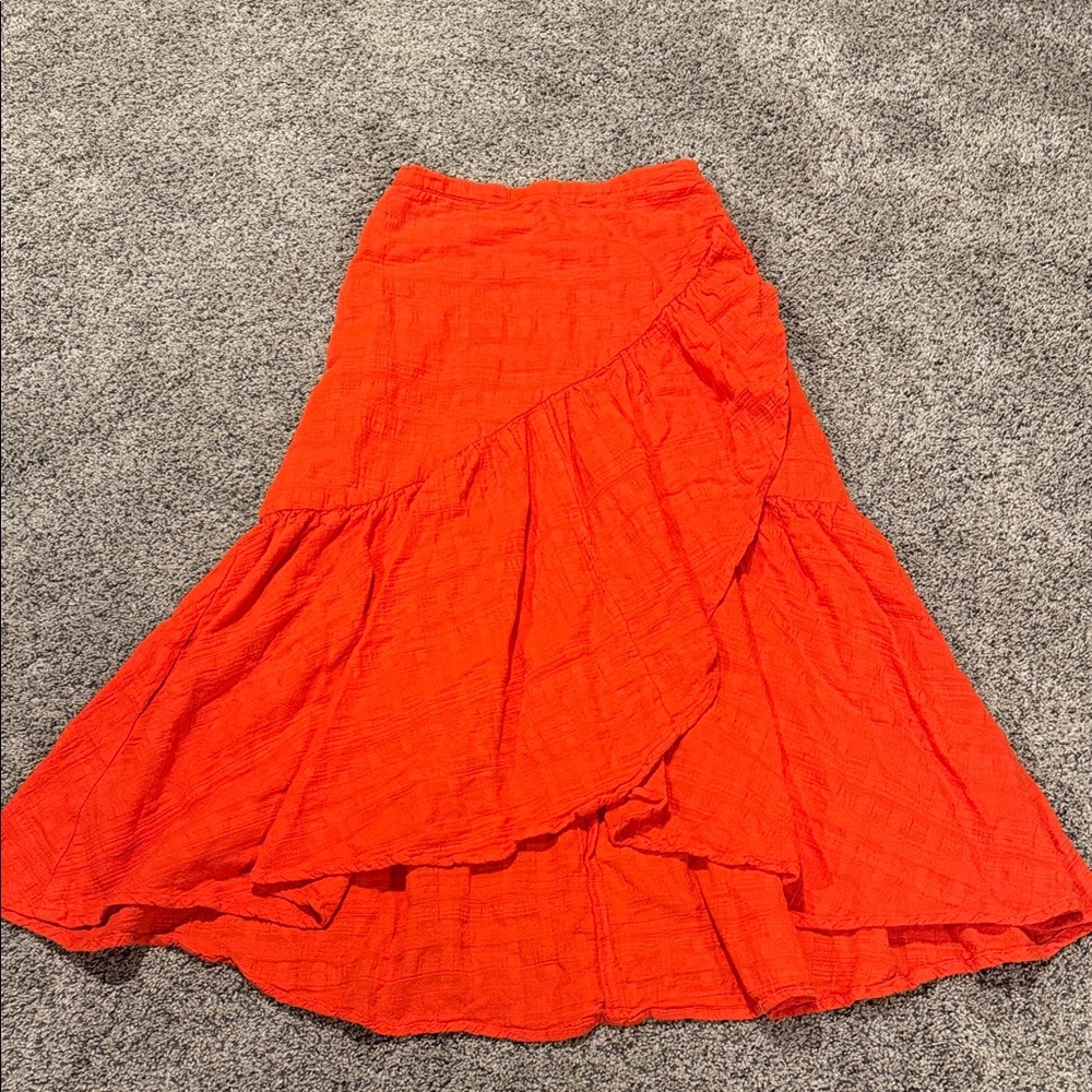 Chic Asymmetrical Skirt in Fiery Red